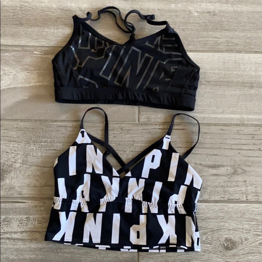 2 VS pink sports bras